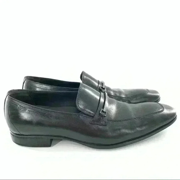 Boss Hugo Boss mens Carl loafers size 9 black leather horsebit main image 7